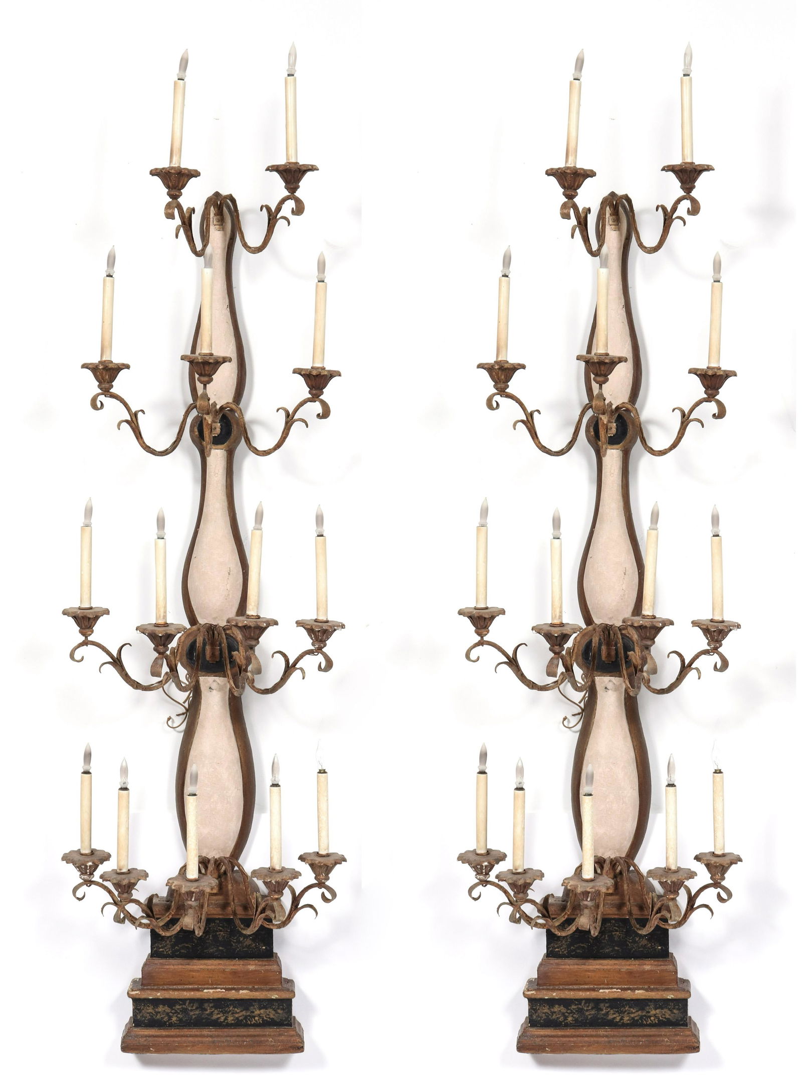 Italian Rococo Manner Painted Wall Sconces, Pair (1 of 6)
