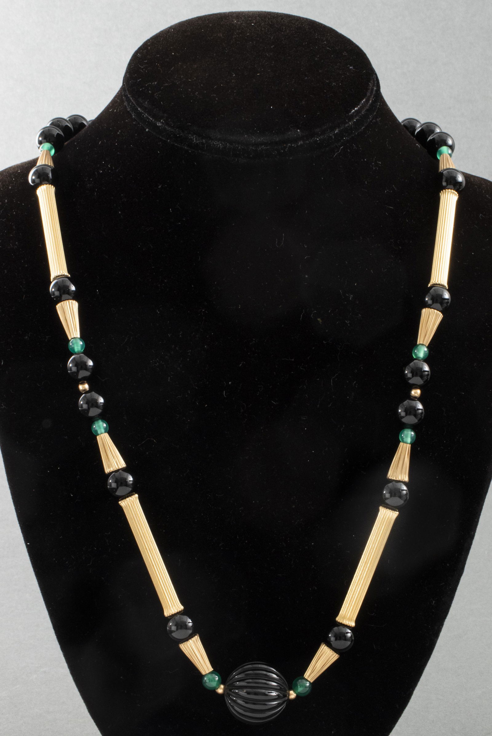 Attr. Cartier 14K Yellow Gold & Onyx Necklace (1 of 6)