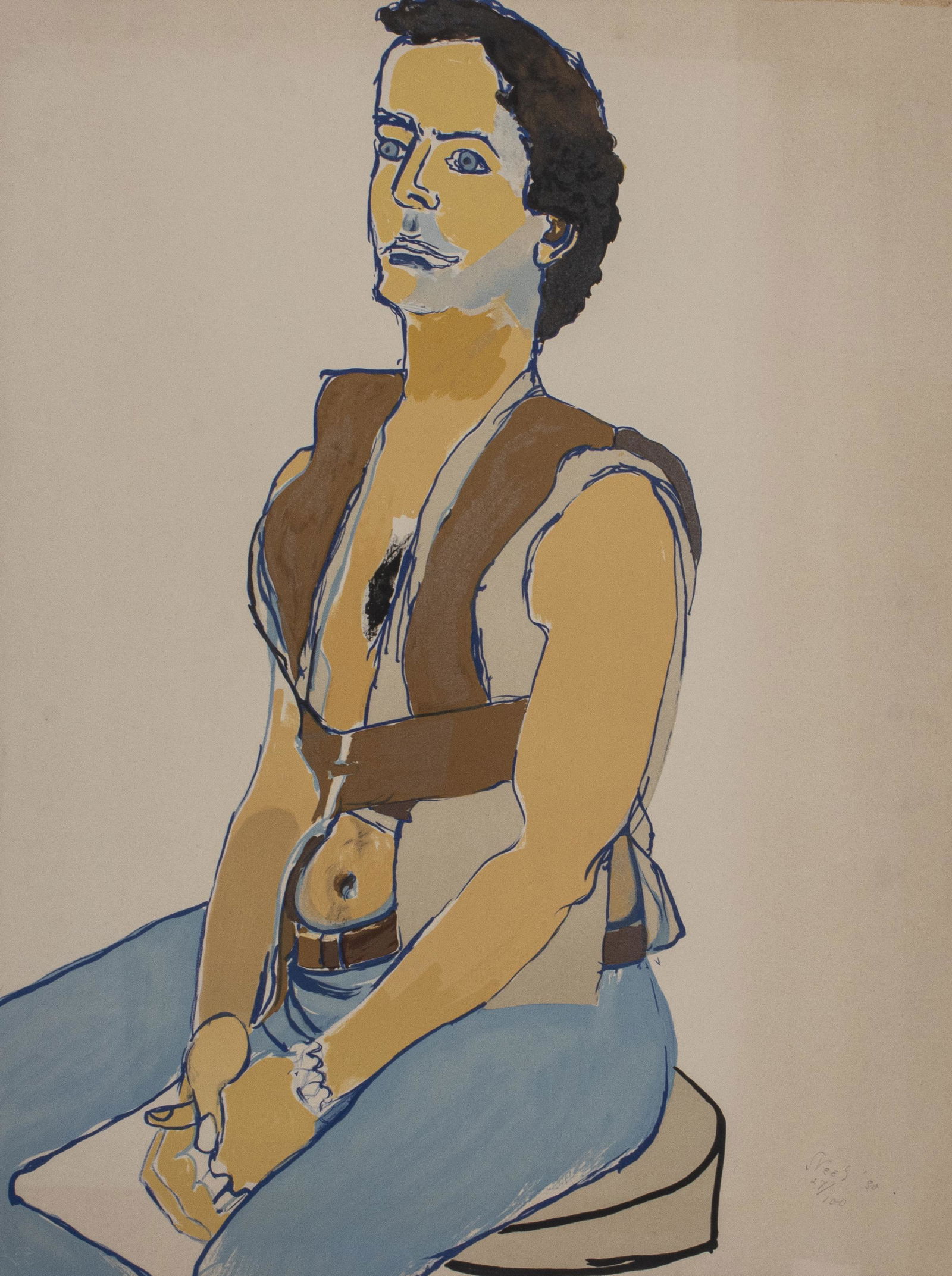 Alice Neel "Man in Harness" Lithograph, 1980 (1 of 6)