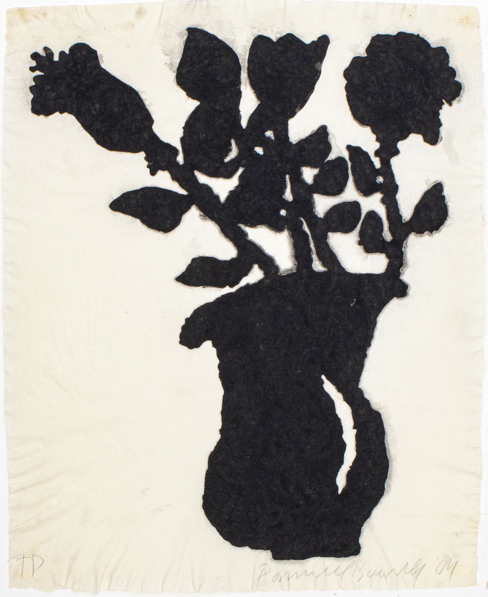 Donald Baechler "Flower Pot" Ink on Paper Print (1 of 3)