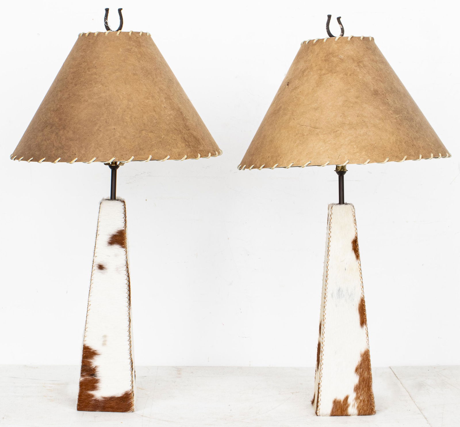 Modern Cowhide Table Lamps, Pair (1 of 4)