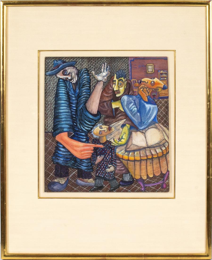 Paul Shimon Judaica Gouache on Card, 1944 (1 of 7)