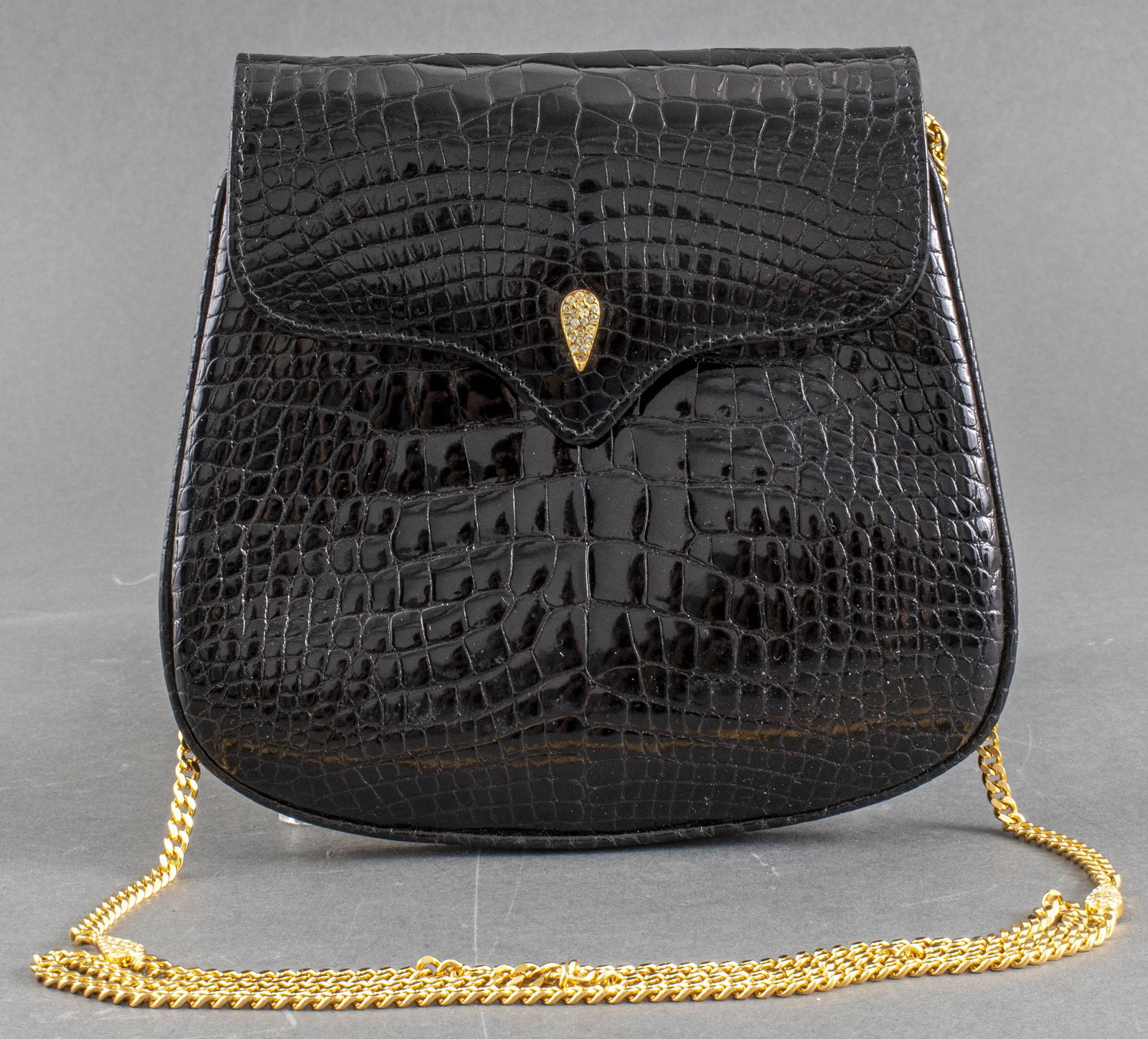 Italian Lana Marks Black Crocodile Evening Handbag (1 of 5)