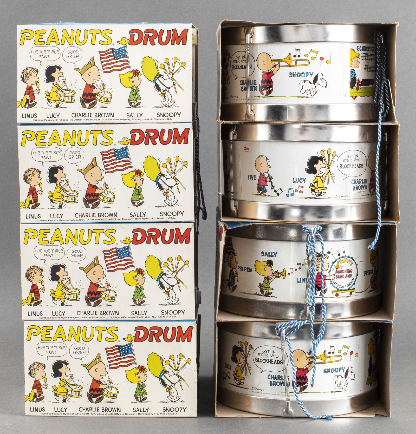 Vintage 1969 Charles Schultz Peanuts Drums, 8 PCS. (1 of 4)