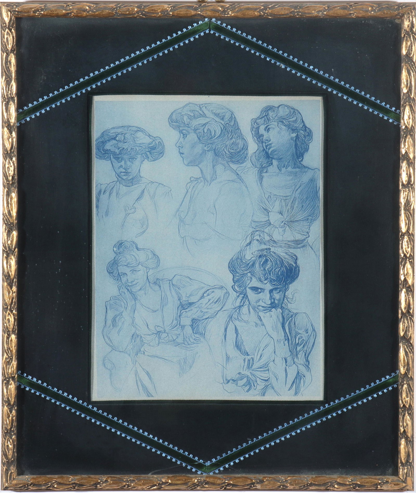 After Alphonse Mucha Portrait Studies Lithograph (1 of 3)