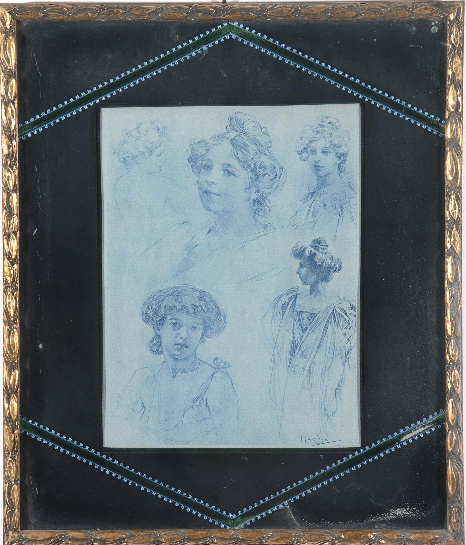 After Alphonse Mucha Portrait Studies Lithograph (1 of 4)