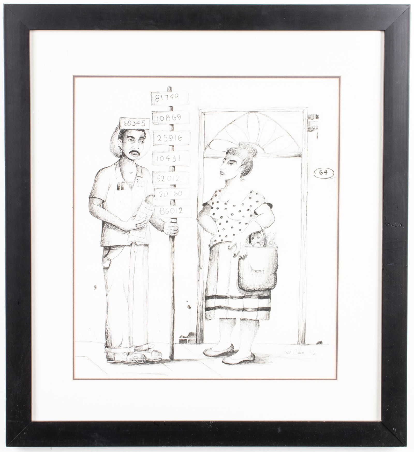 Jose Chiu "Loteria Nacional" Cuban Ink Drawing (1 of 7)