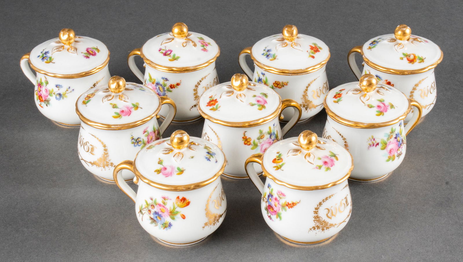 Gilt & Hand-Painted Porcelain Pot De Creme, 9 (1 of 7)