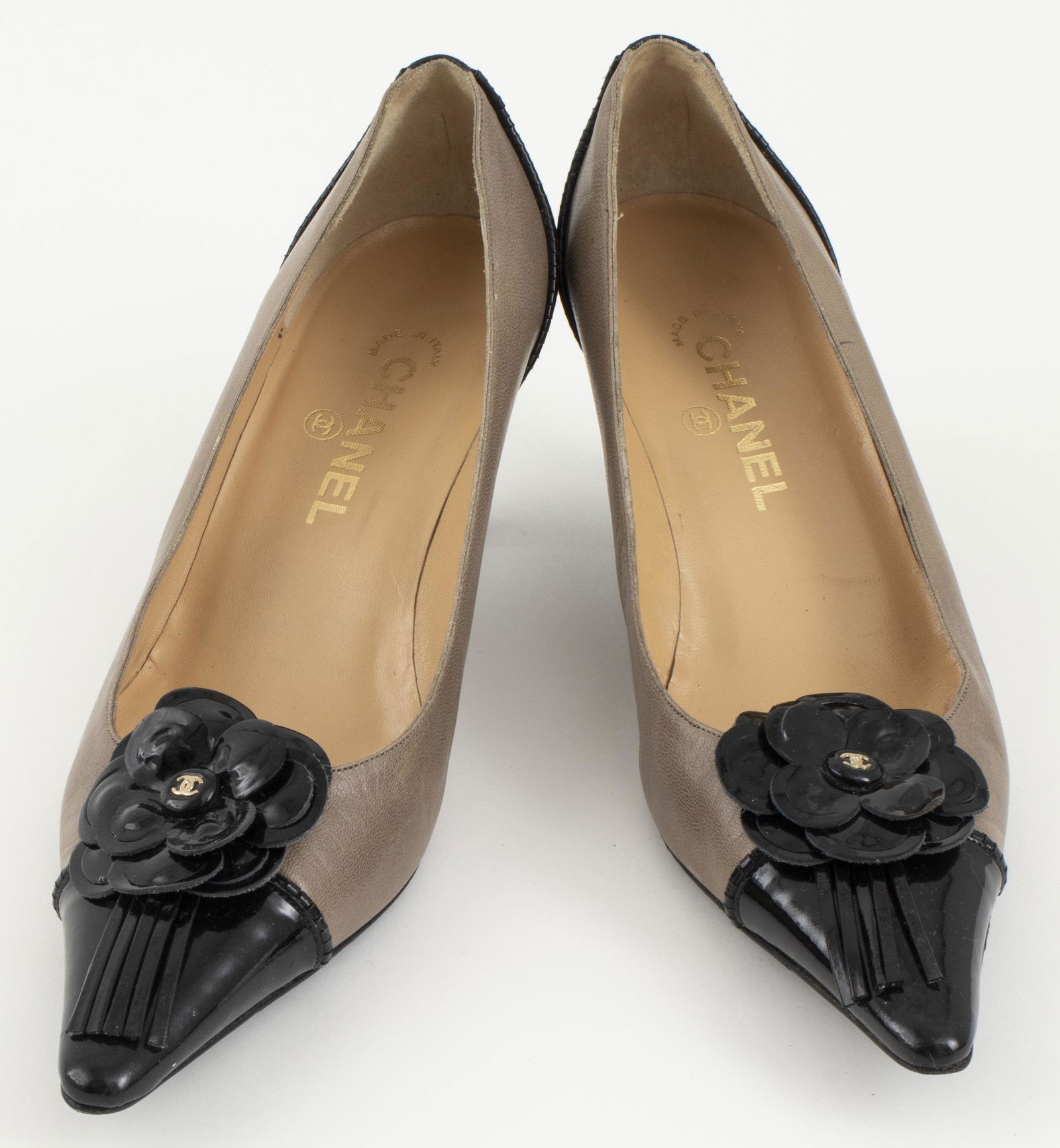 Chanel Black And Taupe Leather Shoes, Sz. 40 (1 of 4)