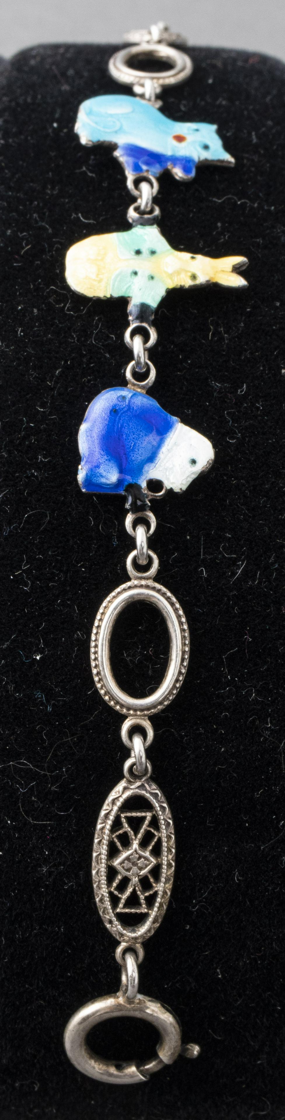 Antique Silver Filigree & Enamel Animal Bracelet (1 of 6)