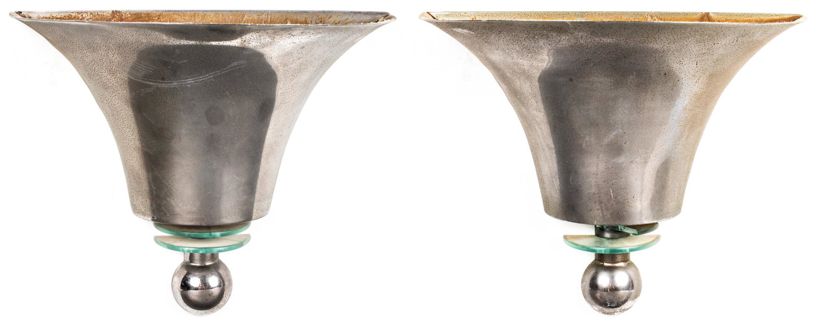 Art Deco Style Steel And Glass Sconces, Pair (1 of 5)