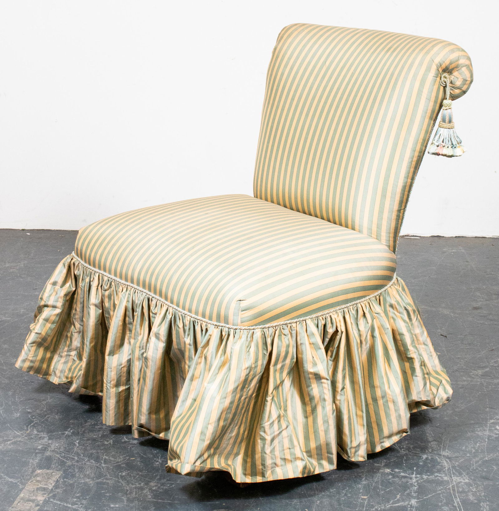 Upholstered Striped Slipper / Dressing Chair (1 of 6)
