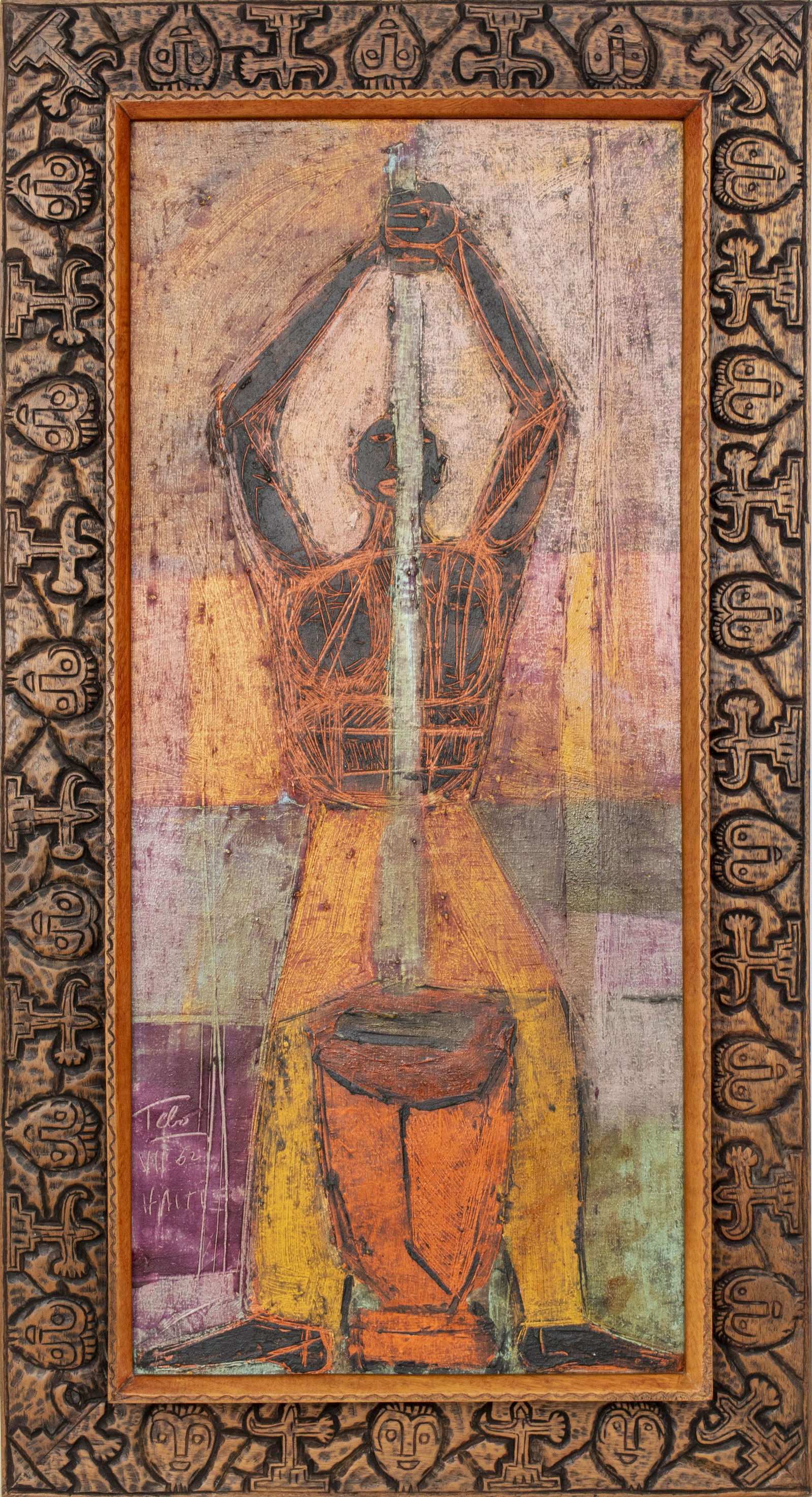 Sascha Tebo "Grinding Yuca" Haitian Mixed Media (1 of 9)