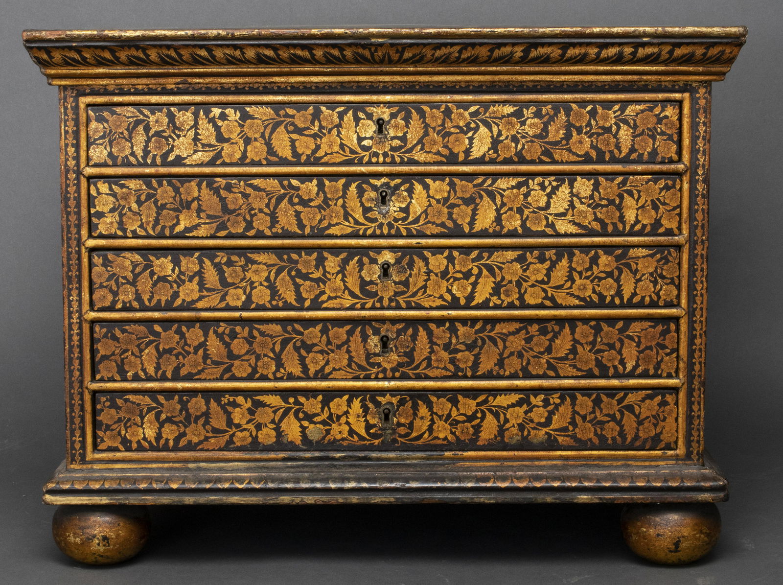Baroque Style Ebonized Chest of Drawers (1 of 4)