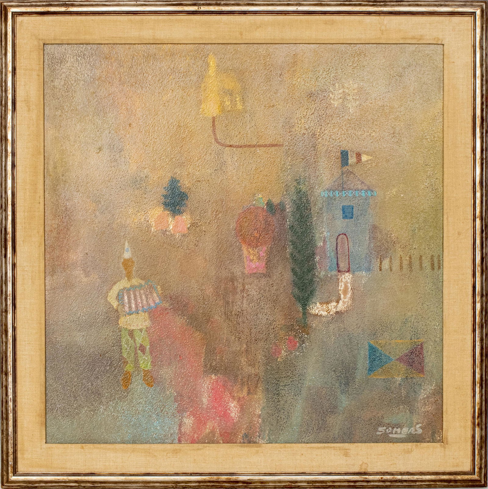 Signed Somers "Harlequin" Oil on Board (1 of 6)