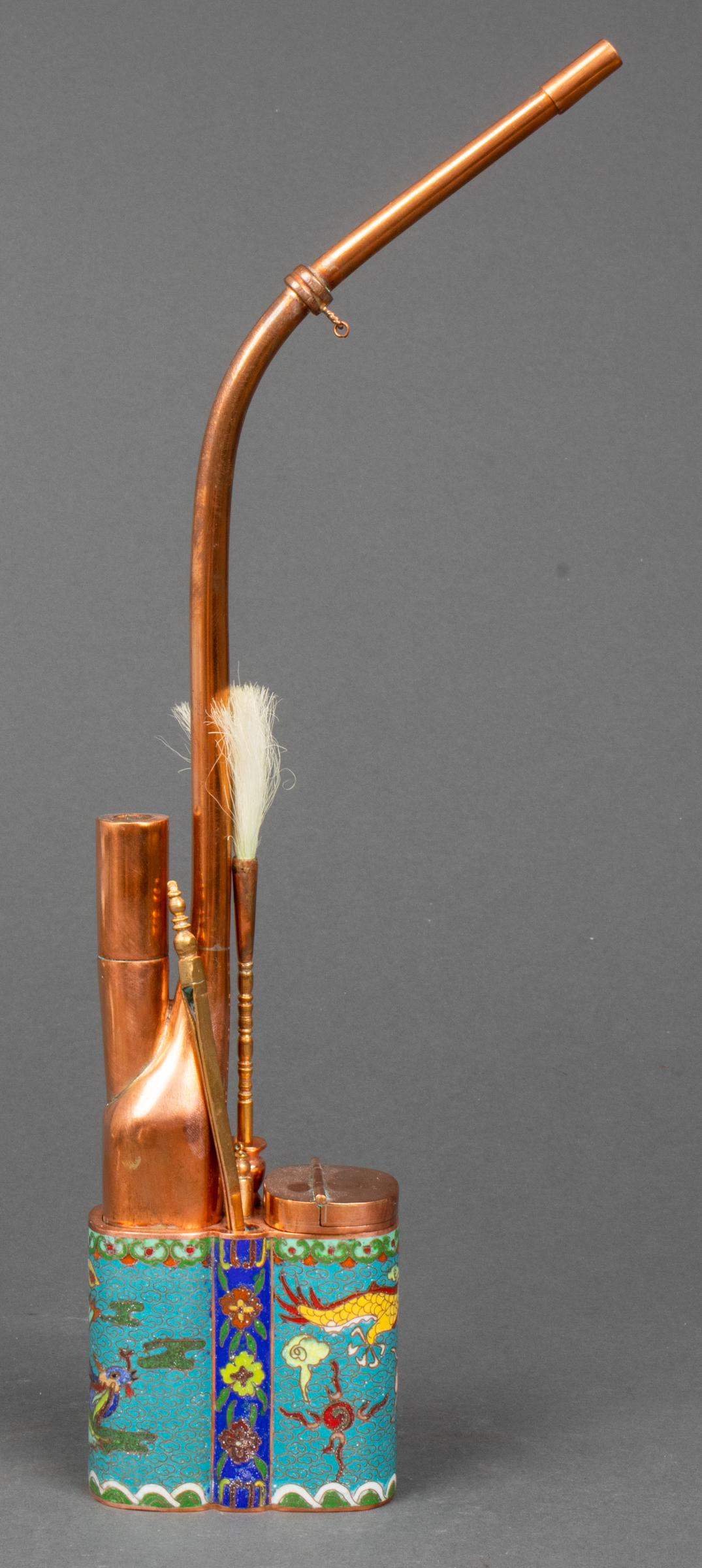 Chinese Brass & Cloisonne Enamel Water Pipe (1 of 10)