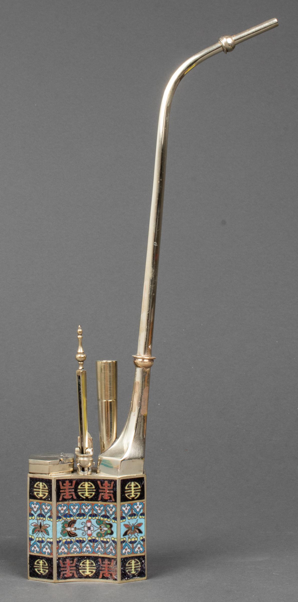 Chinese Paktong Cloisonne Enamel Water Pipe (1 of 9)