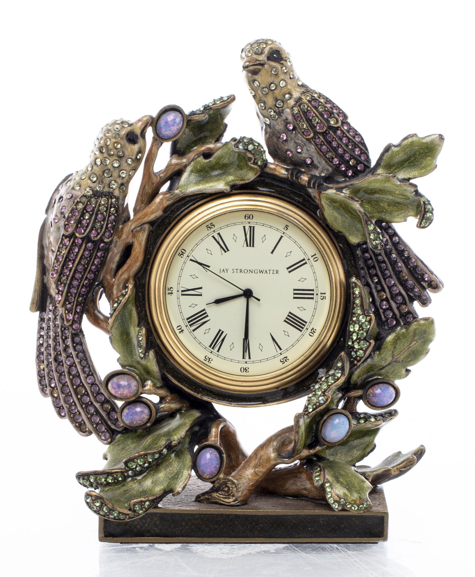 Jay Strongwater Enamel Desk Clock With Bird Motif (1 of 7)