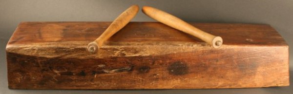 Big Tadumidol Laundry Pounder for Pressing Clothes: Big tadumidol antique laundry pounder for pressing clothes with pangmangis (mallets) included. Clothes would be placed on the log and covered with a sticky rice flour and water substance and beaten wi