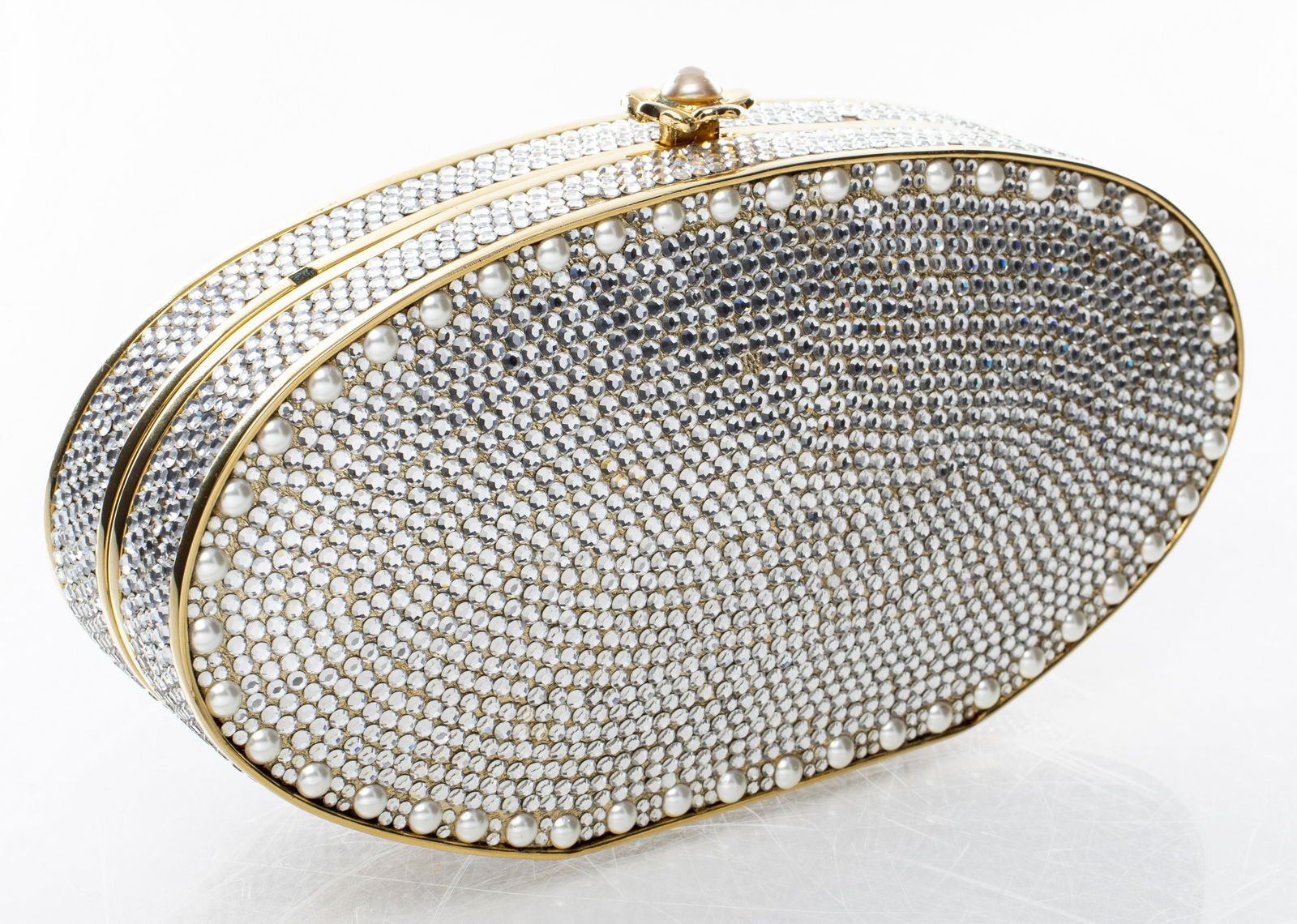 Judith Leiber Crystal And Faux-Pearl Minaudiere (1 of 4)