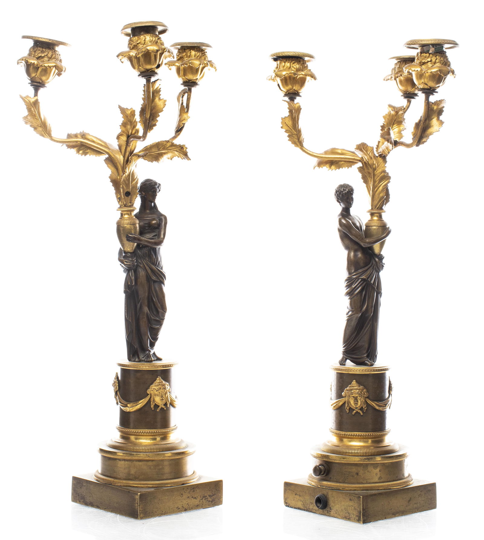 Neoclassical Bronze Figural Candelabra, Pair (1 of 12)