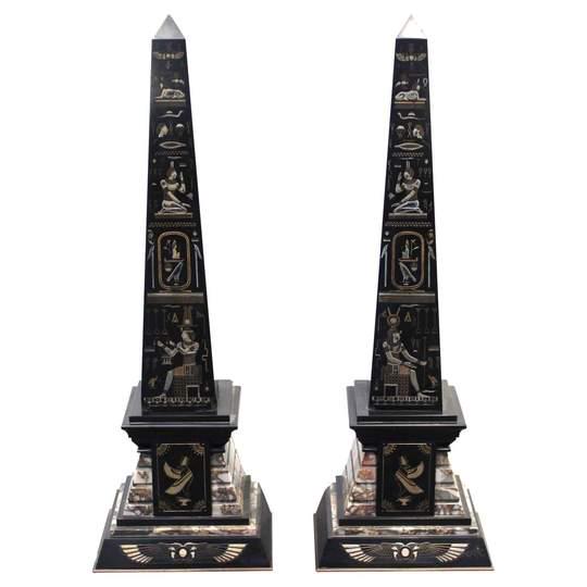 Egyptian Revival Marble Obelisks, Pair (1 of 4)
