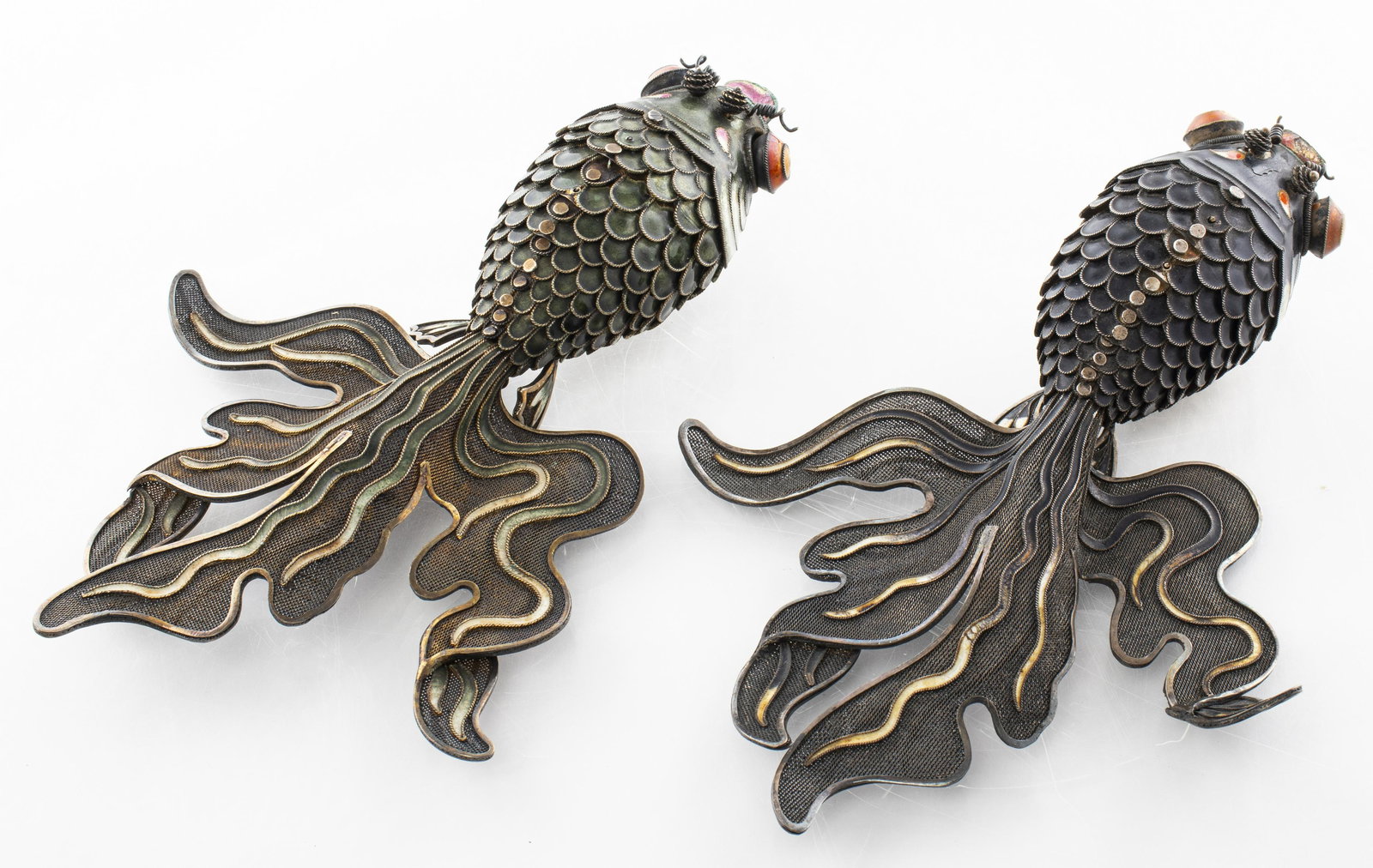 Chinese Silver and Enamel Articulated Koi Fish, 2 (1 of 8)
