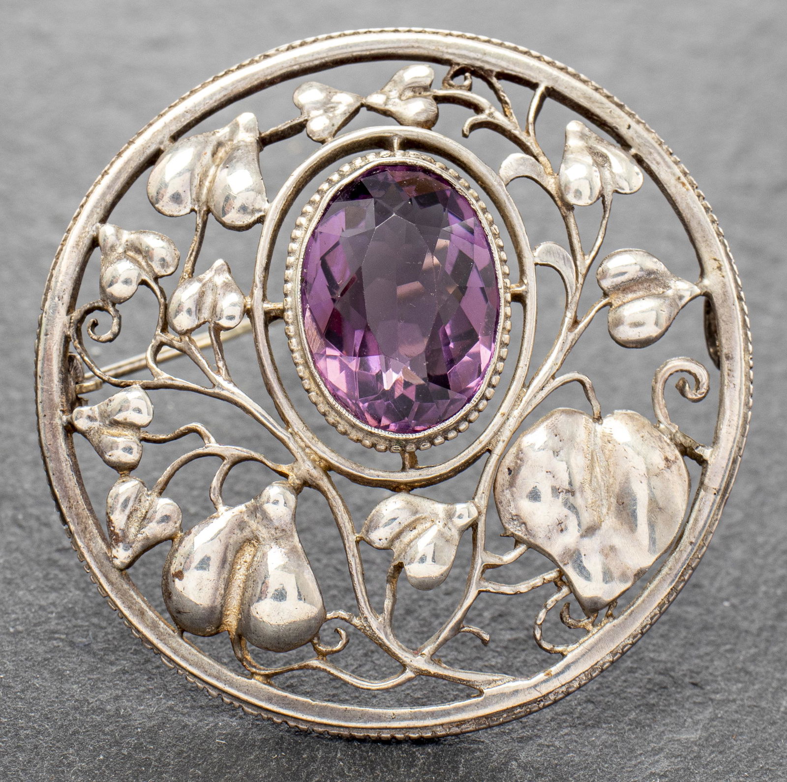 Theodor Fahrner Silver Amethyst Floriform Brooch (1 of 5)