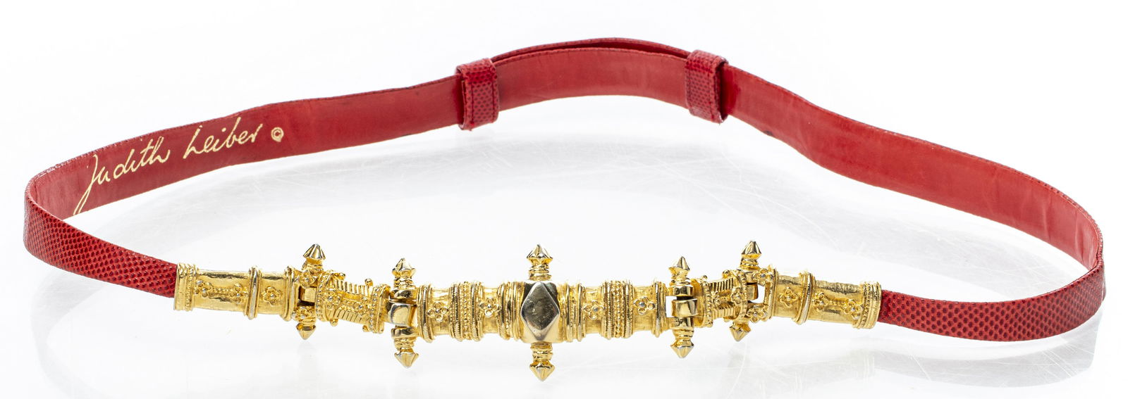 Judith Leiber Lizard Skin Belt W Gold-Tone Buckle (1 of 5)