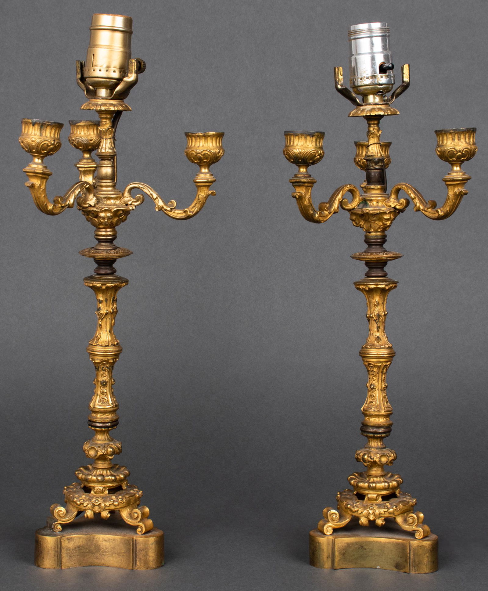 French Louis Philippe Style Candelabra Lamps, Pr (1 of 17)