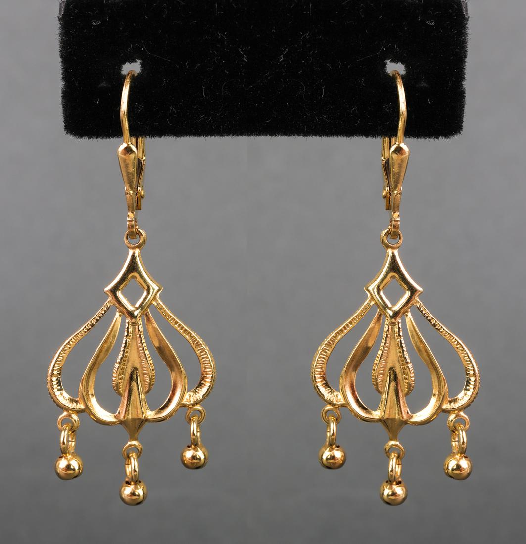 Modern Italian 14K Yellow Gold Chandelier Earrings (1 of 2)