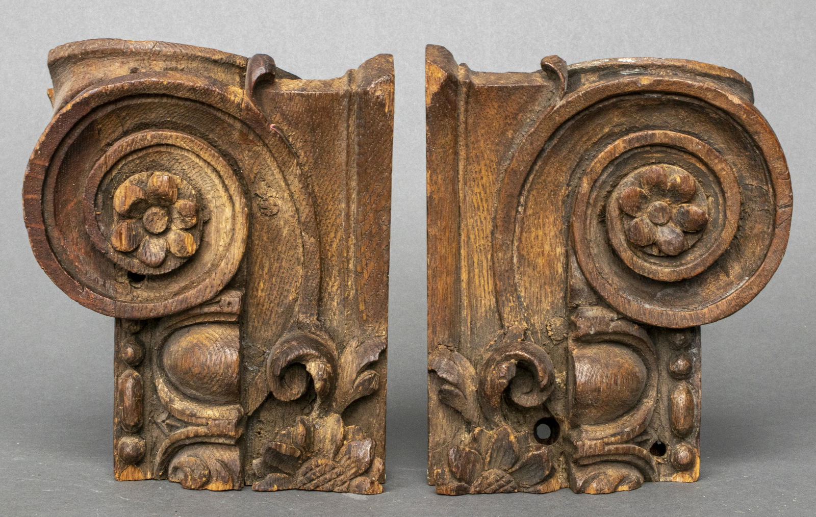 Carved Oak Architectural Element Column Fragment,2 (1 of 3)