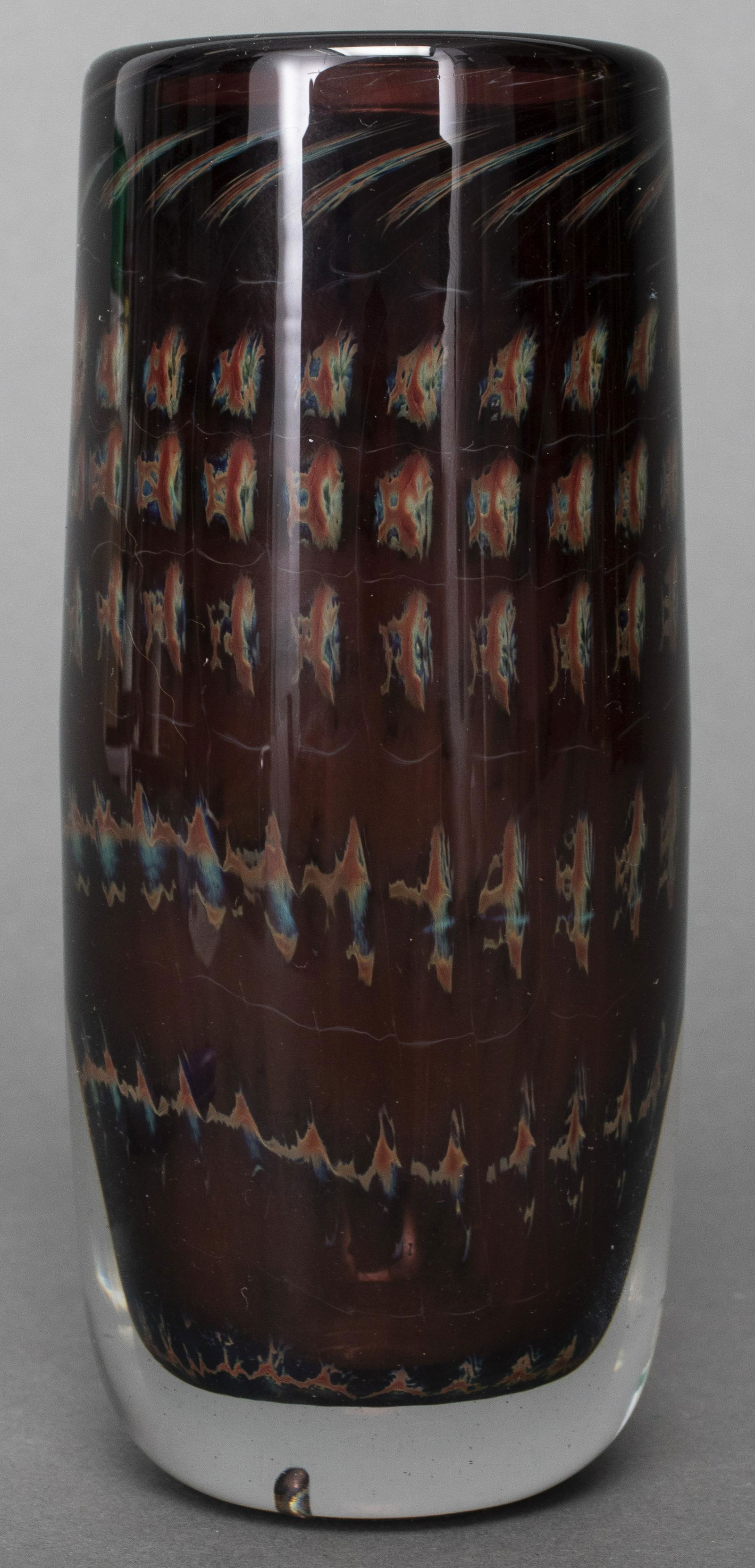 Signed Garnet Studio Art Glass Vase (1 of 3)