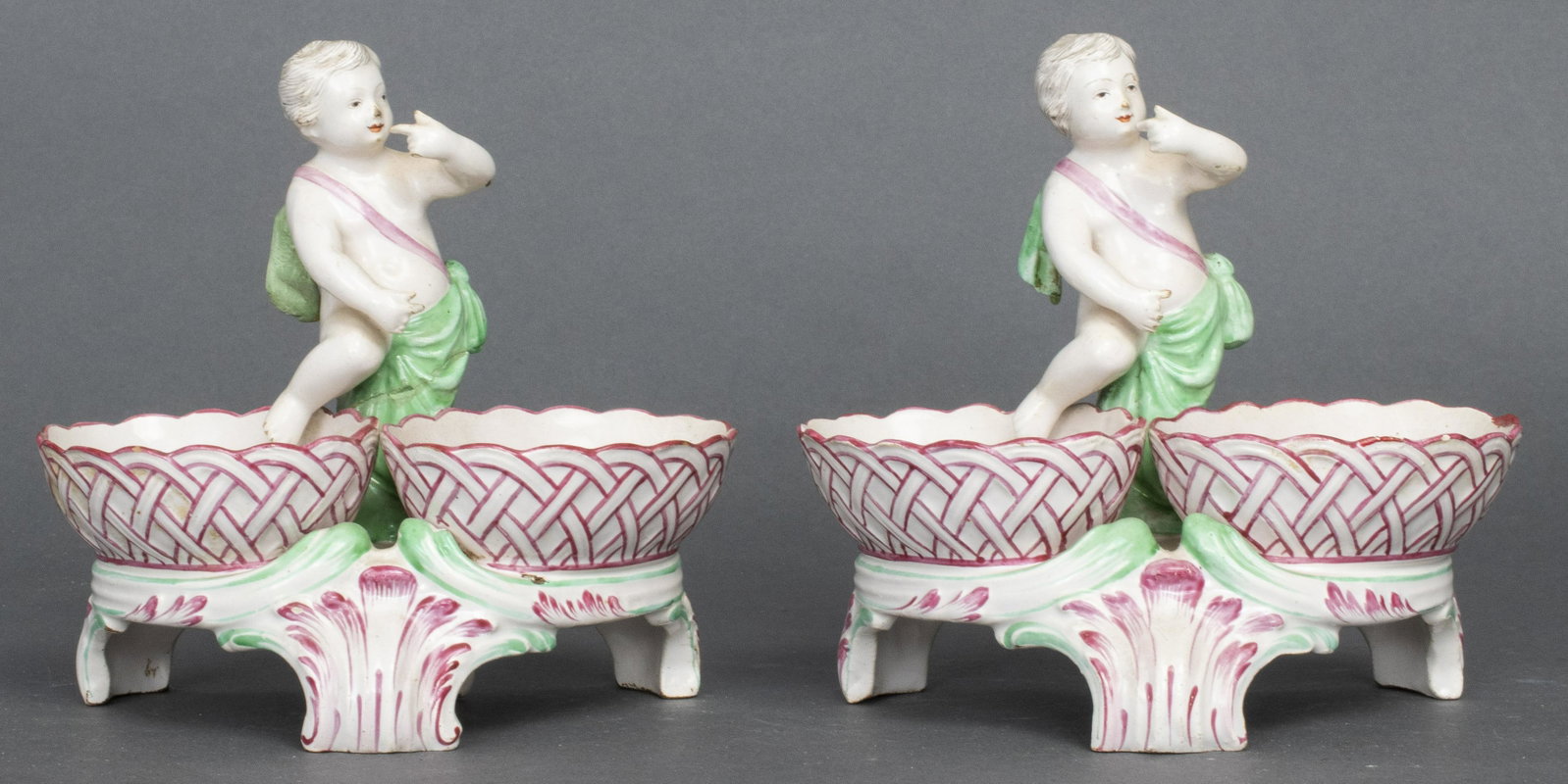 Sceaux French Earthenware Candy or Nut Cups, 2: signed to bases. 5.5” H x 6” W x 3.5” D