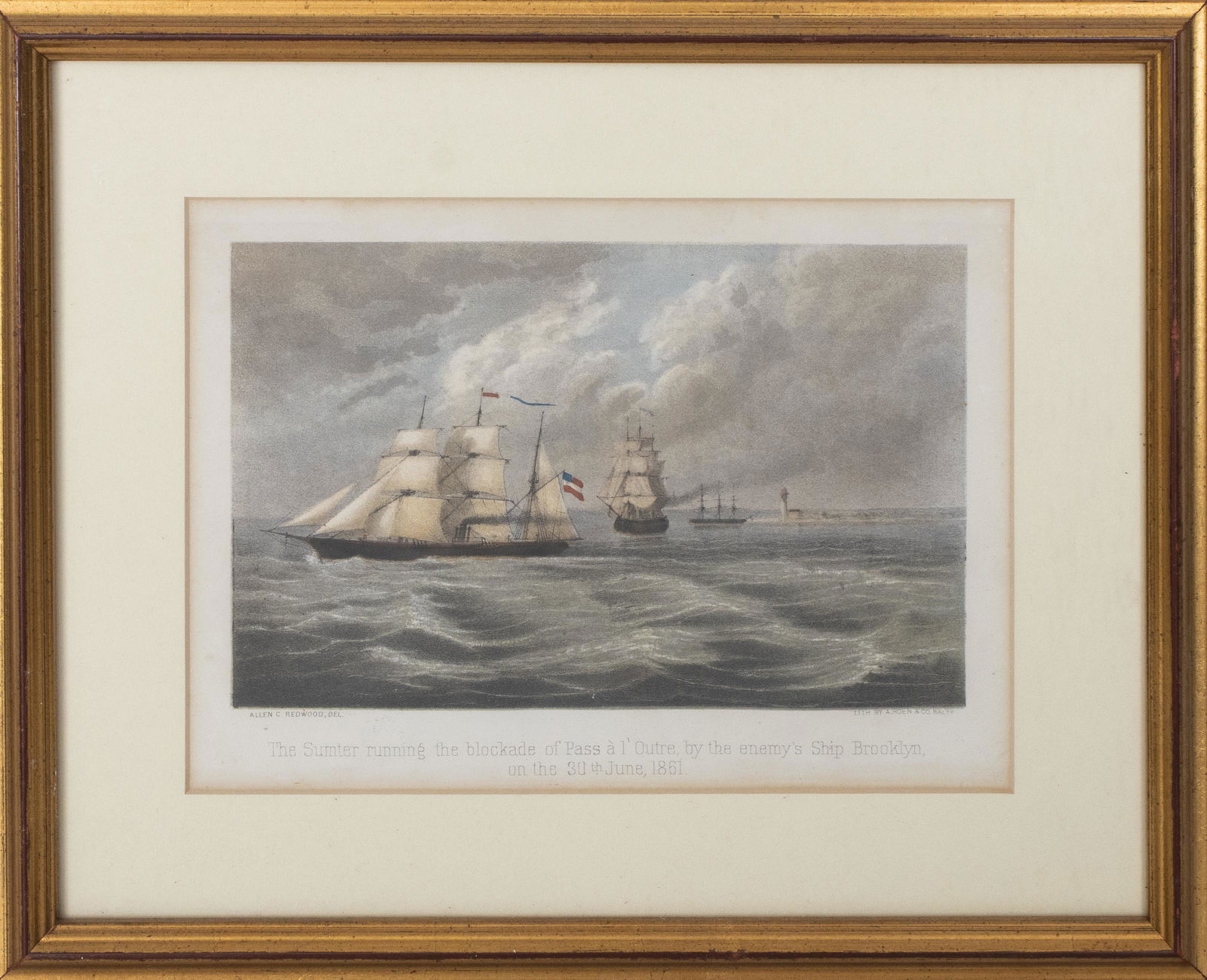 19th C. Nautical Lithograph, War of 1812 (1 of 5)