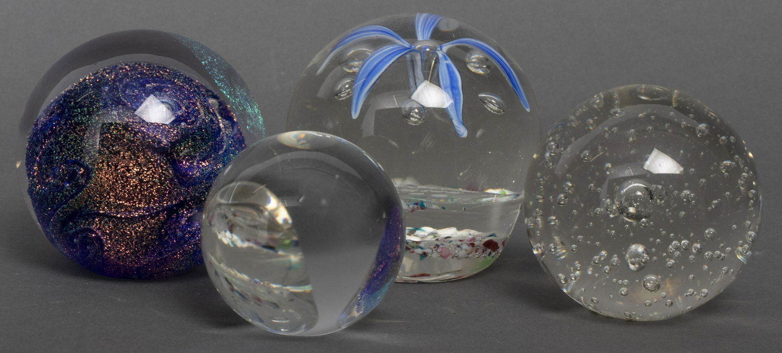 Group Of Clear And Colored Glass Paperweights, 4 (1 of 4)