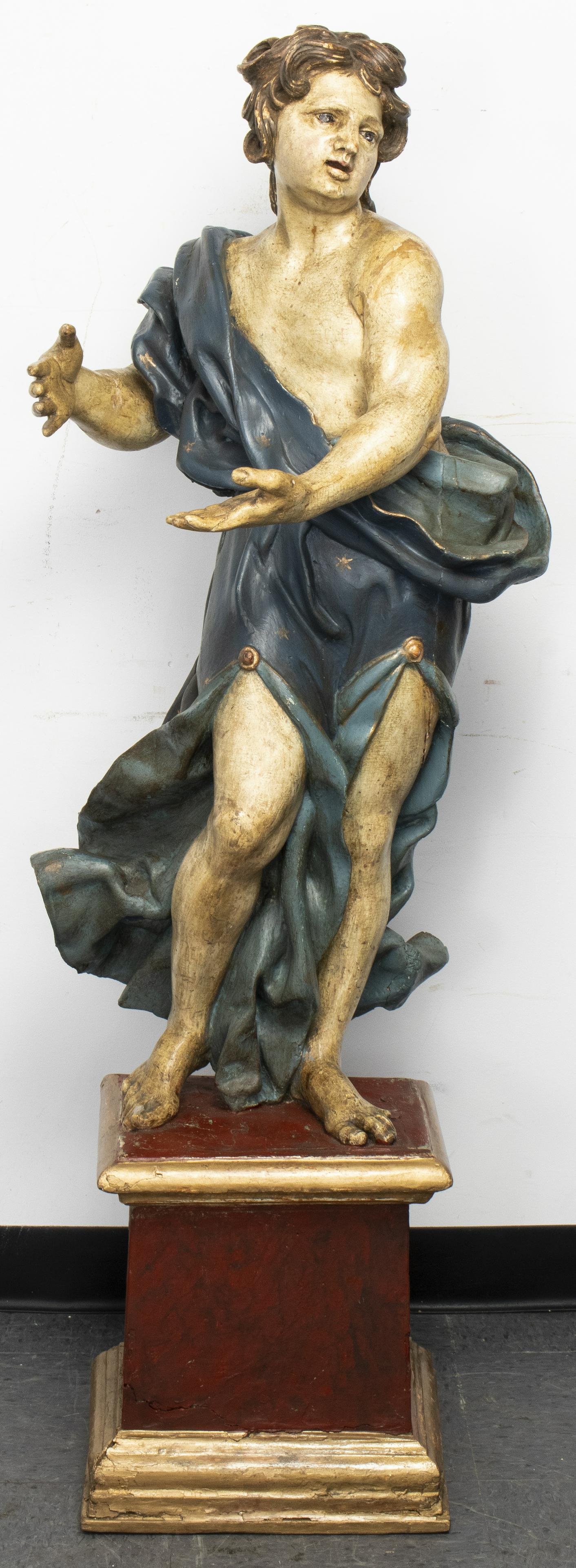 Italian Baroque Giltwood Polychrome Santo 17th C (1 of 13)