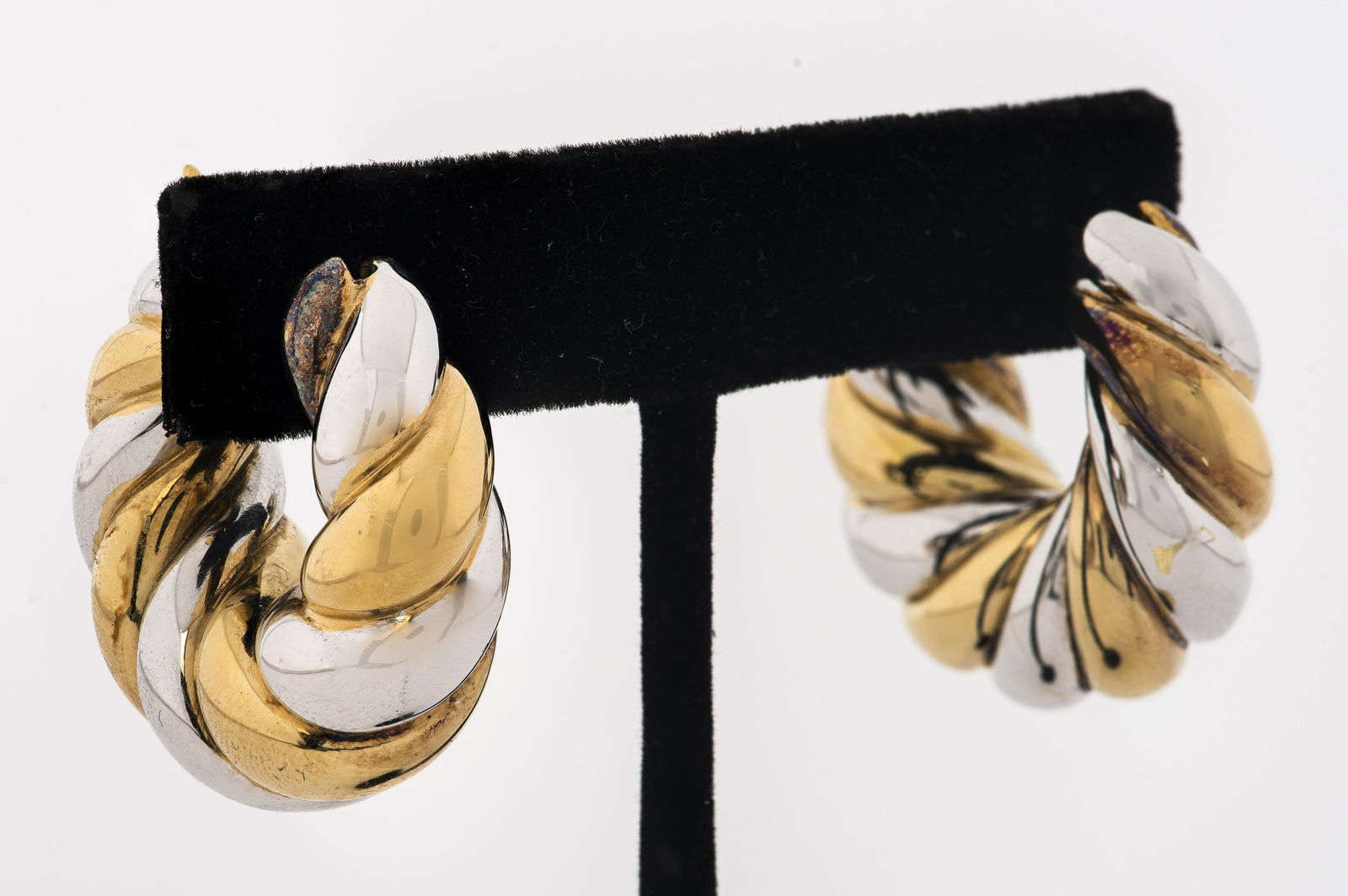 EFFEDUE Italian 18K Two-Tone Twist Hoop Earrings (1 of 5)