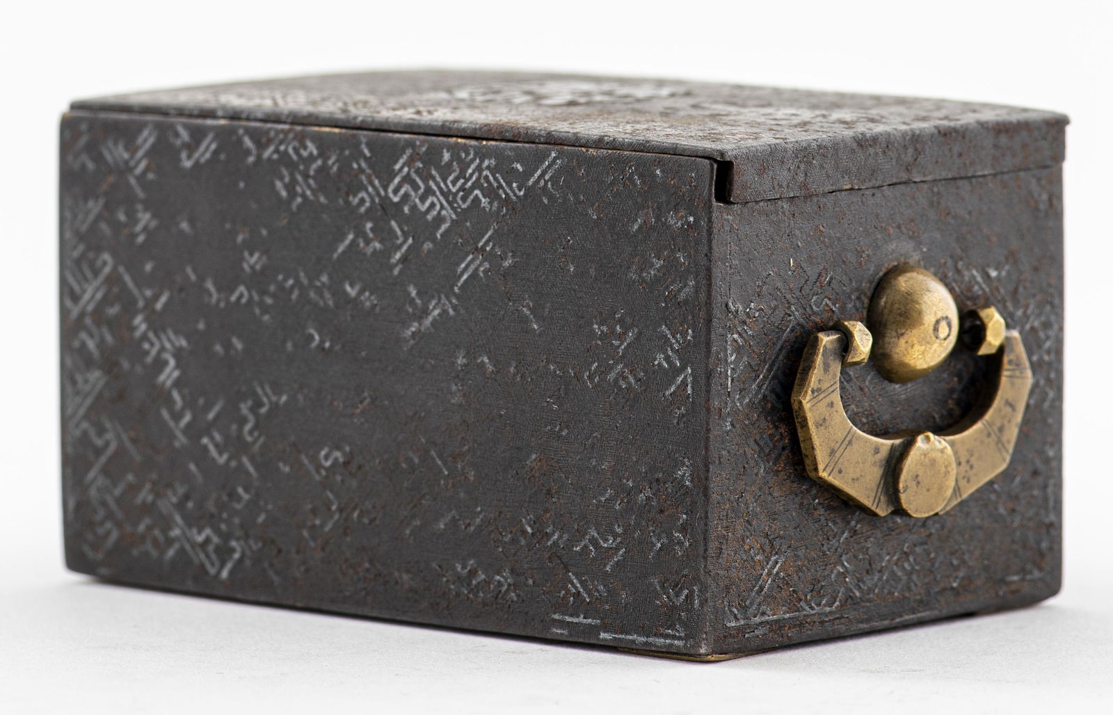 Korean Joseon Silver-Inlaid Iron Tobacco Box (1 of 10)