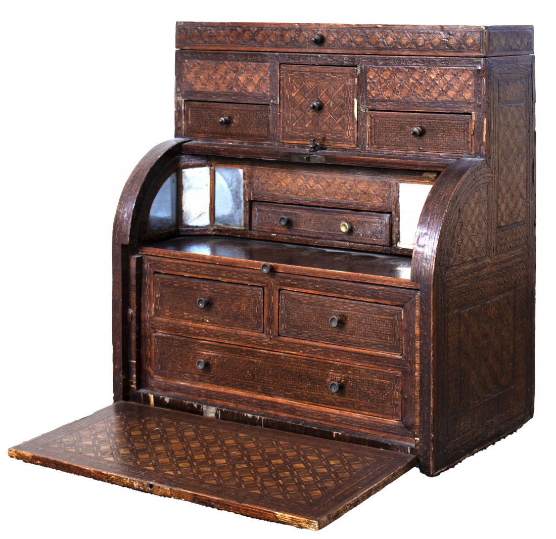 Continental Miniature Inlaid Rolltop Cabinet (1 of 5)