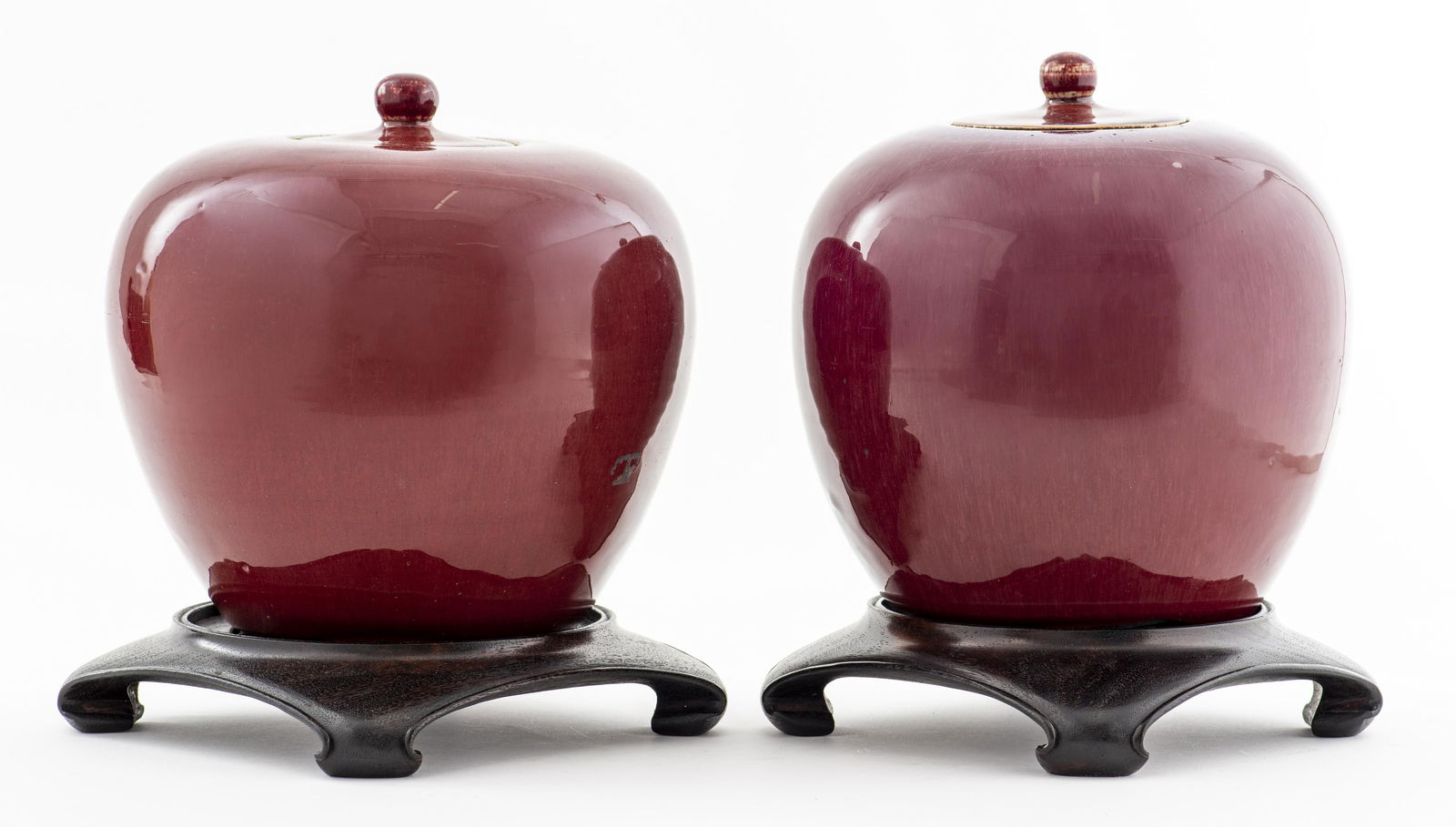 Two Chinese Flambe Lidded Jars, 19th / 20th C (1 of 4)