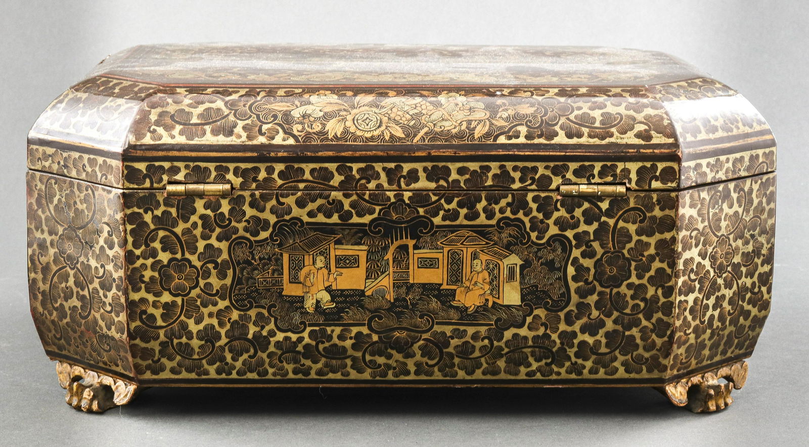 Chinese Export Black Lacquer Sewing Work Box (1 of 14)