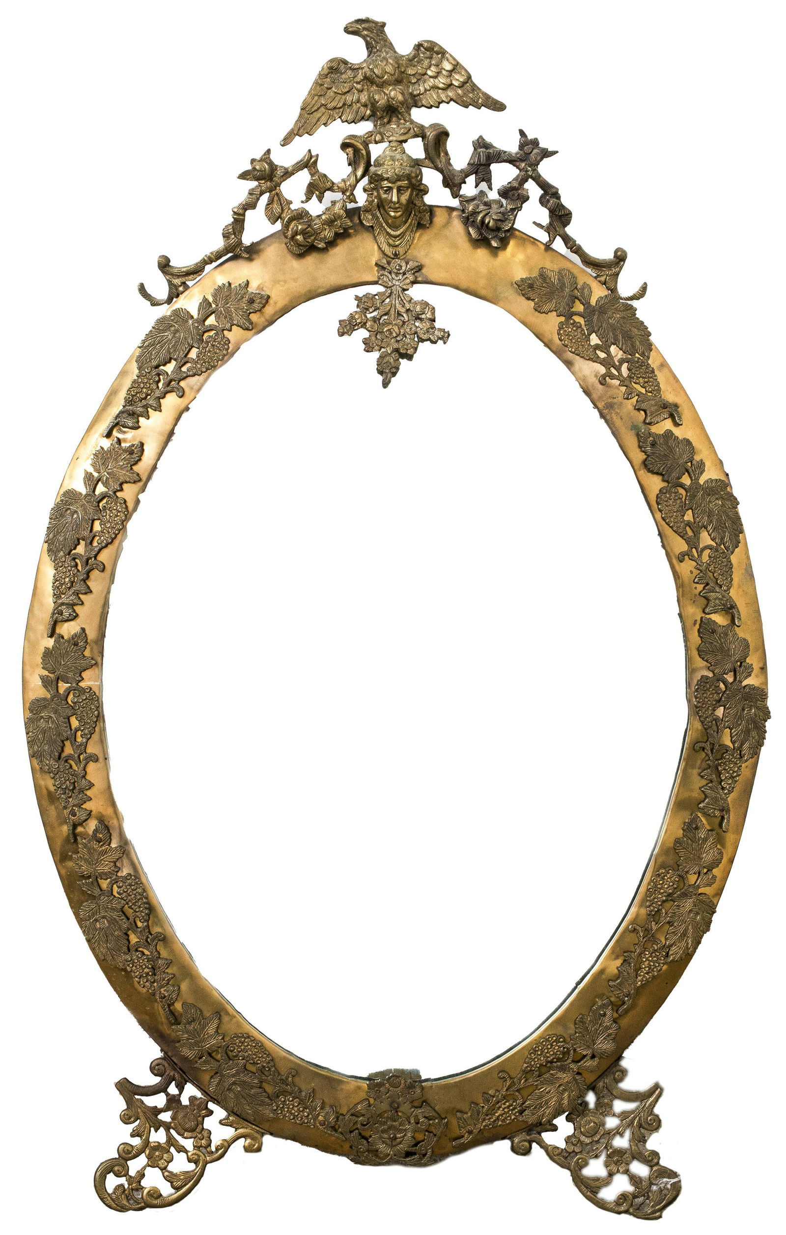 Rococo Revival Gilt Metal Oval Mirror (1 of 4)
