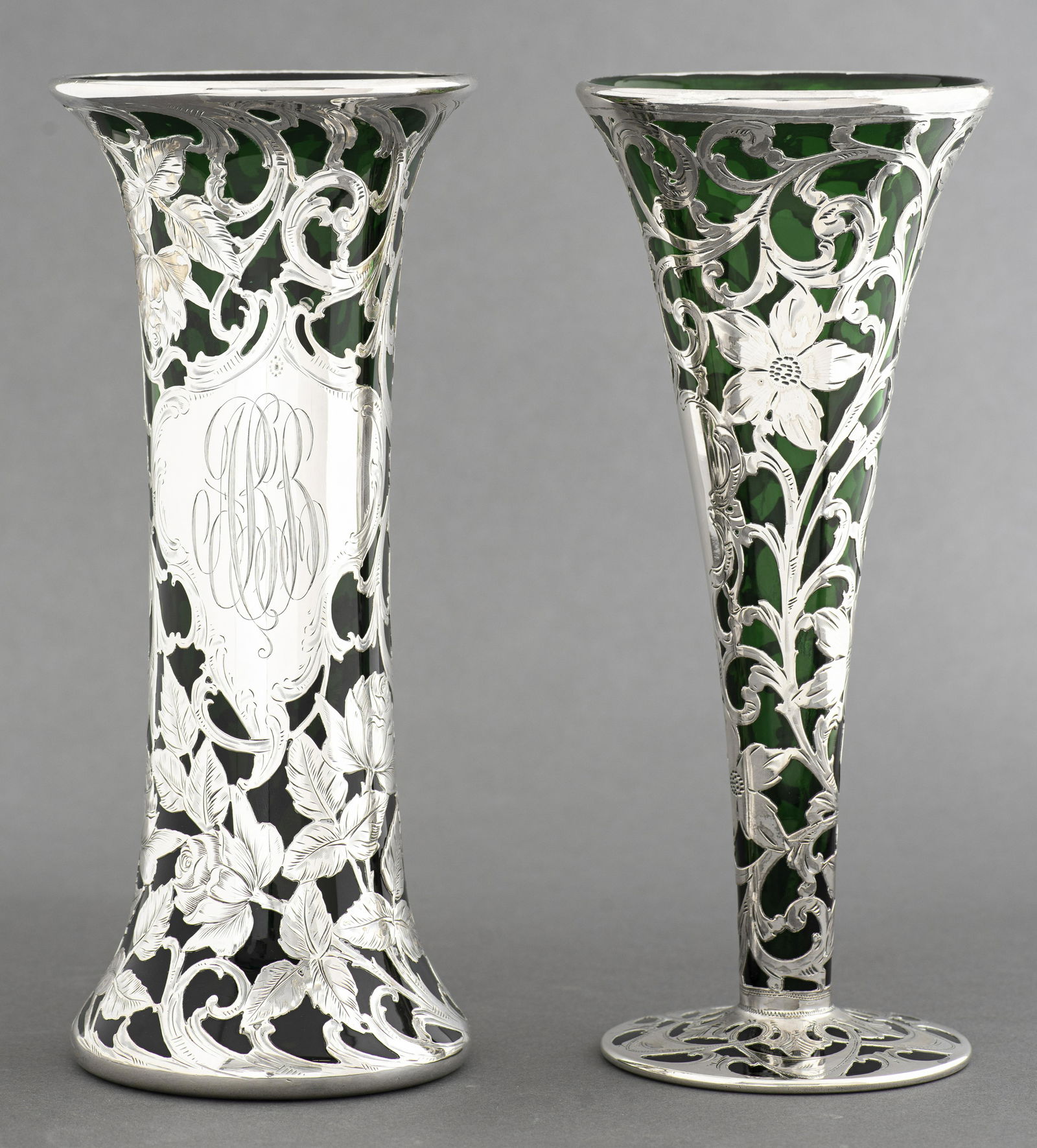 Alvin Mfg Art Nouveau Silver Overlay Vases (1 of 6)