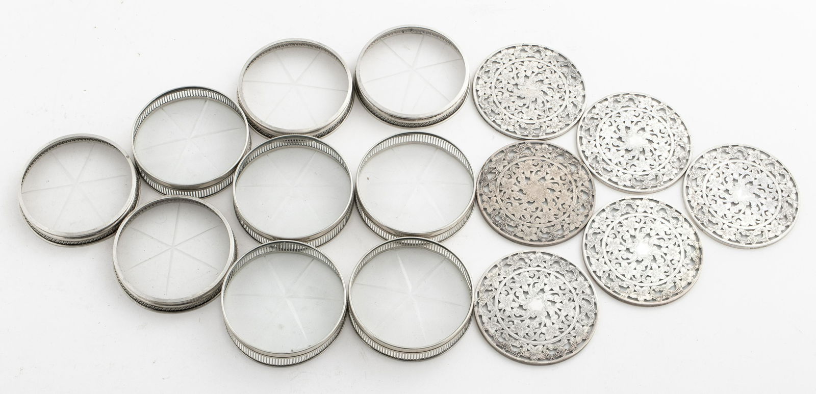 Silver & Glass Coasters, Assembled Set of 15 (1 of 9)