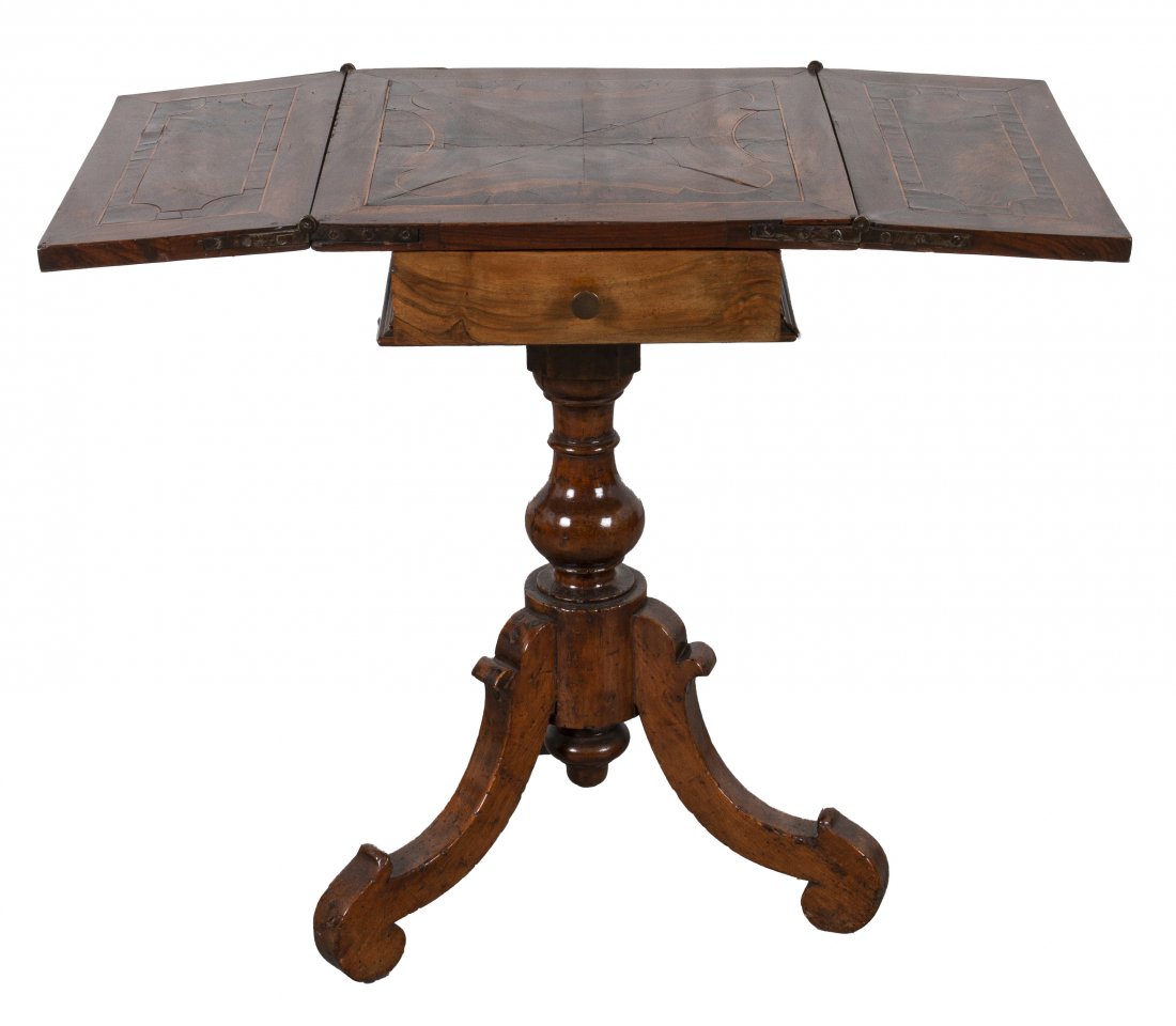 Italian Walnut Inlaid Flip Top Table (1 of 7)