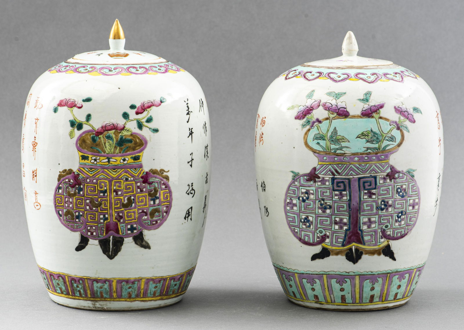 Chinese Polychrome Ginger Jar, Pair (1 of 10)