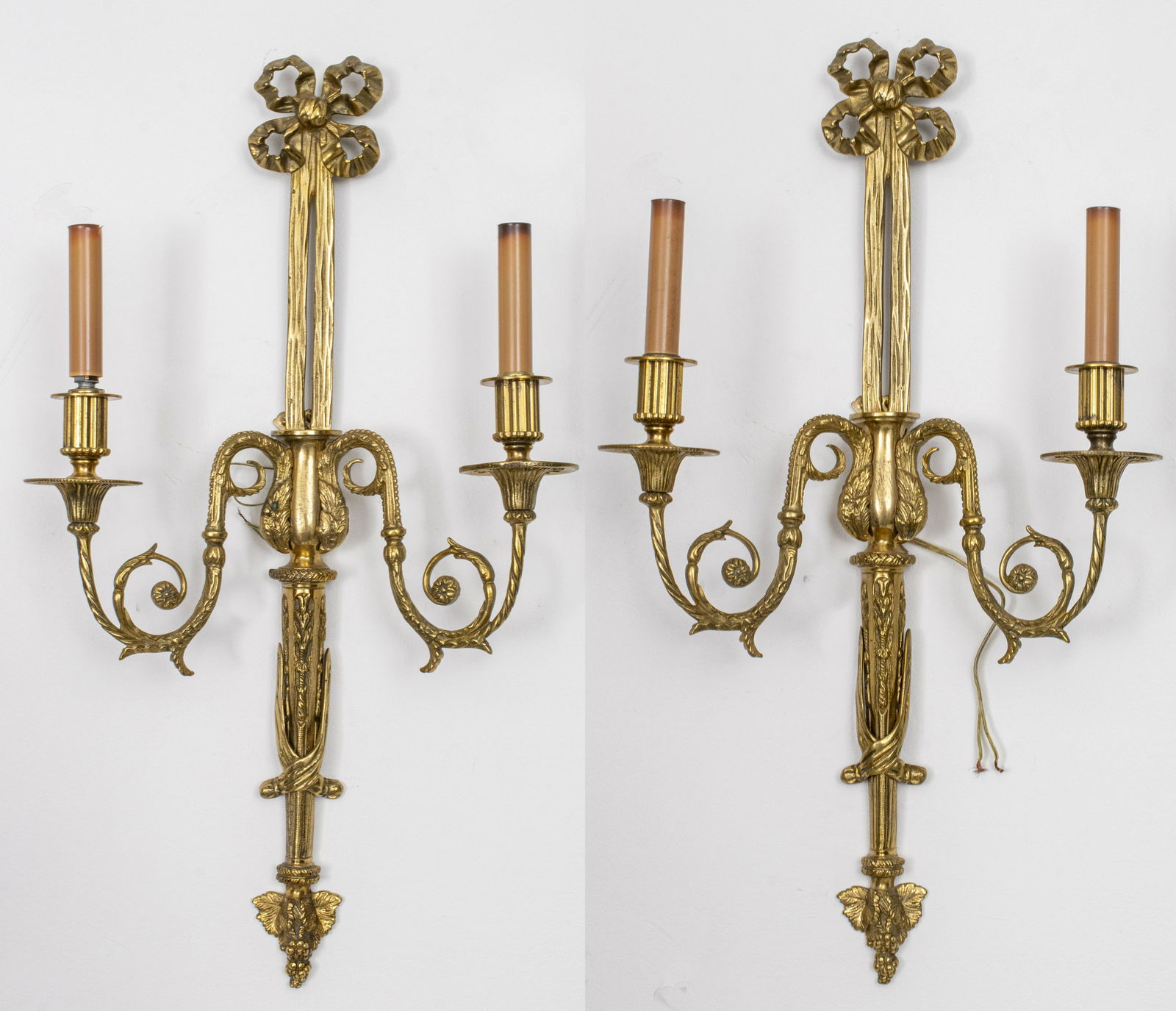 Rococo Revival Gilt Bronze Two Light Sconces, Pair (1 of 4)