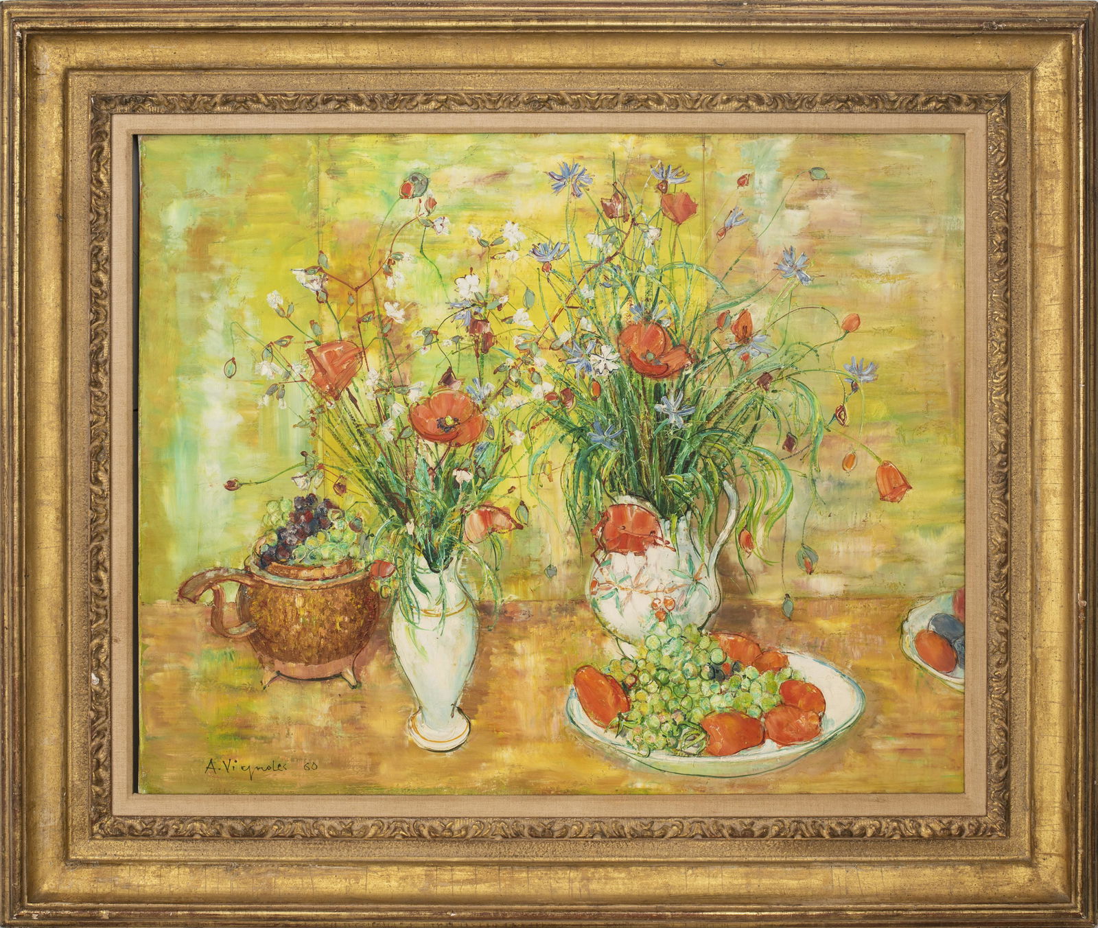 Andre Vignoles Floral Still Life Oil on Canvas (1 of 9)