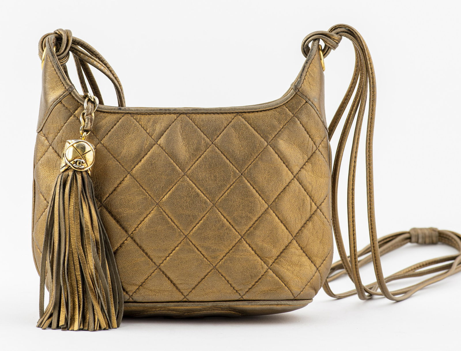 Chanel Gold-Tone Metallic Leather Handbag (1 of 9)